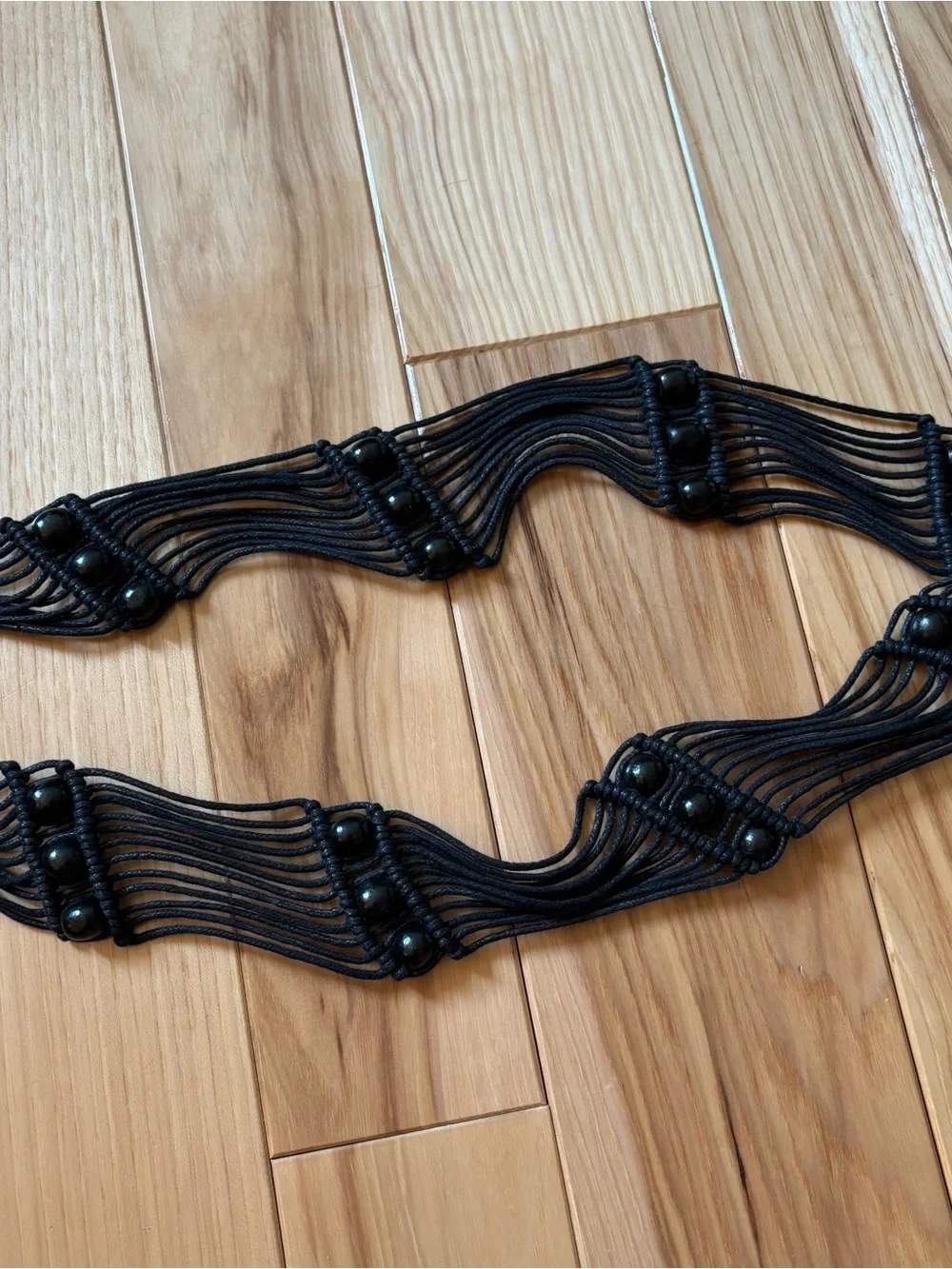 Y2K Black Boho Embellished Tie Belt